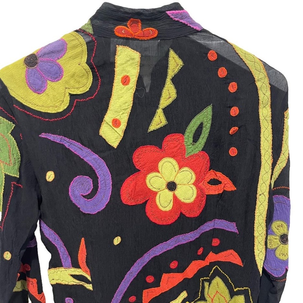 Chicos Women's 0 Full Zip Patchwork Chiffon‎ Jack… - image 4